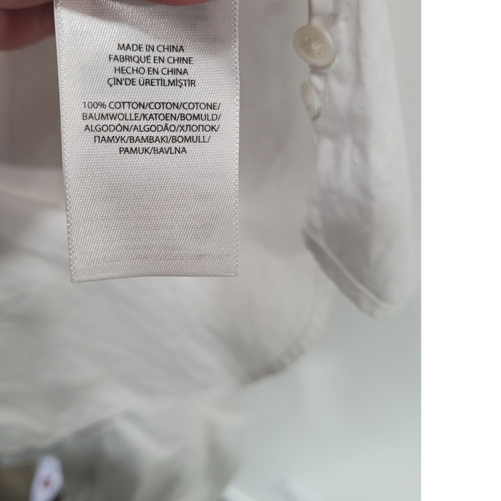 Ralph Lauren White Cotton‎ Button Back Blouse Long Sleeve XL Boat Neck RPL #22 - Picture 7 of 7